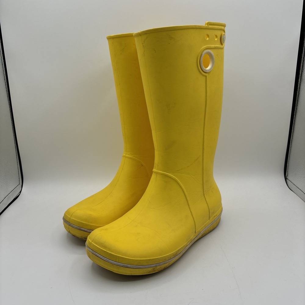 Crocs Jaunt Rain Boots Women's Size 6 Tall Boots Yellow Waterproof